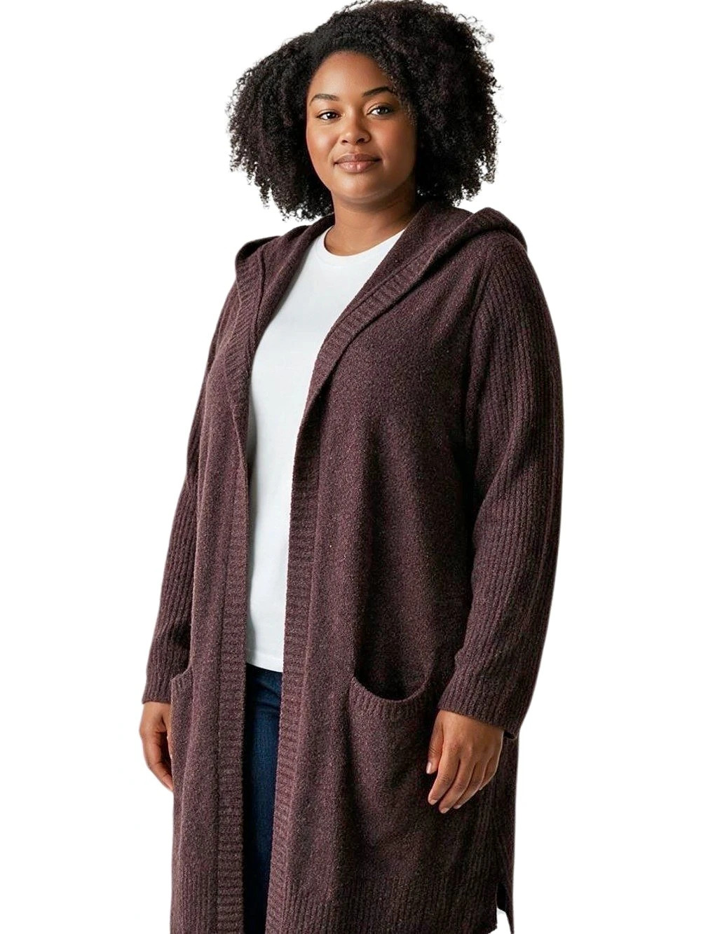 Barefoot Dreams Cozy Chic Lite Hooded Cardigan Espresso Brown Size 3X NWT